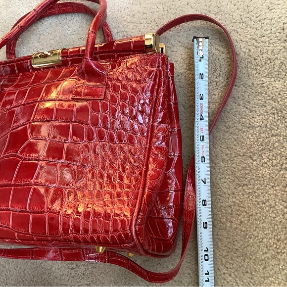 Genuine Leather, Made in Italy, red croc embossed, handbag - Picture 3 of 10